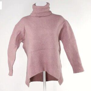 Reiss High Low Hem Turtleneck Wool Sweater in Mauve Pink sz S